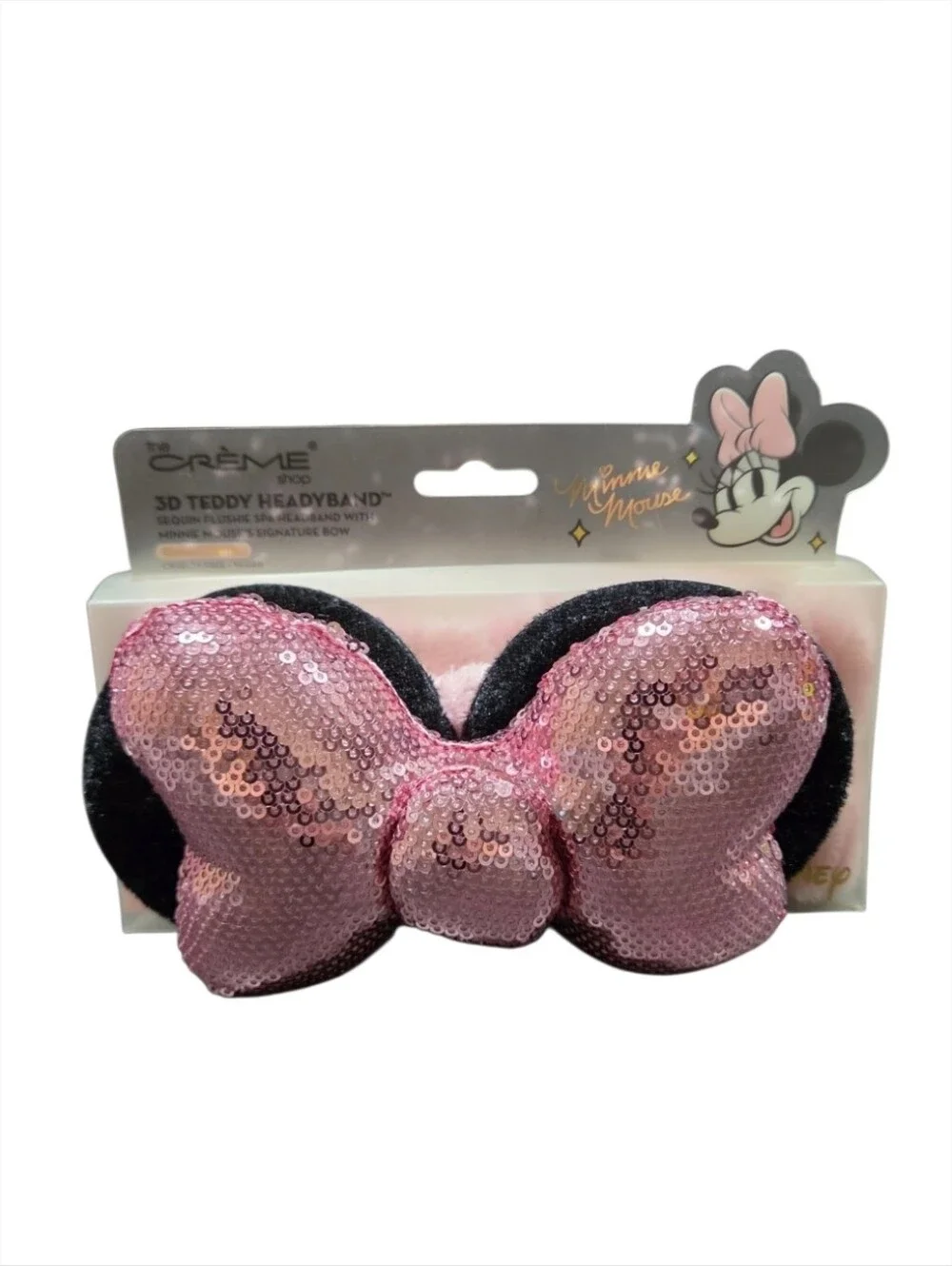 The Creme Shop X Disney Cosmetic Bag & Minnie Mouse Sequin 3D Headband NWT
